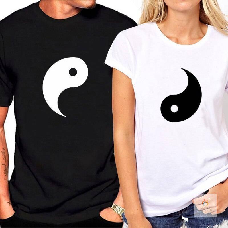 Yin Yang Couple T -Shirts Trendy Couple Outfits cb5feb1b7314637725a2e7: Mblack|Mwhite|Wblack|Wwhite Yin Yang Couple T -Shirts